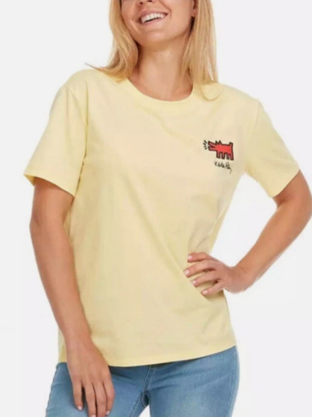 3 x Keith Haring Womens T-Shirts Size Small; White, Yellow, Black New